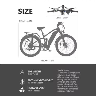 E-Bike E Mountain Bike 27.5 Inch Electric Bicycle 750W Men/Women Trekking eBike